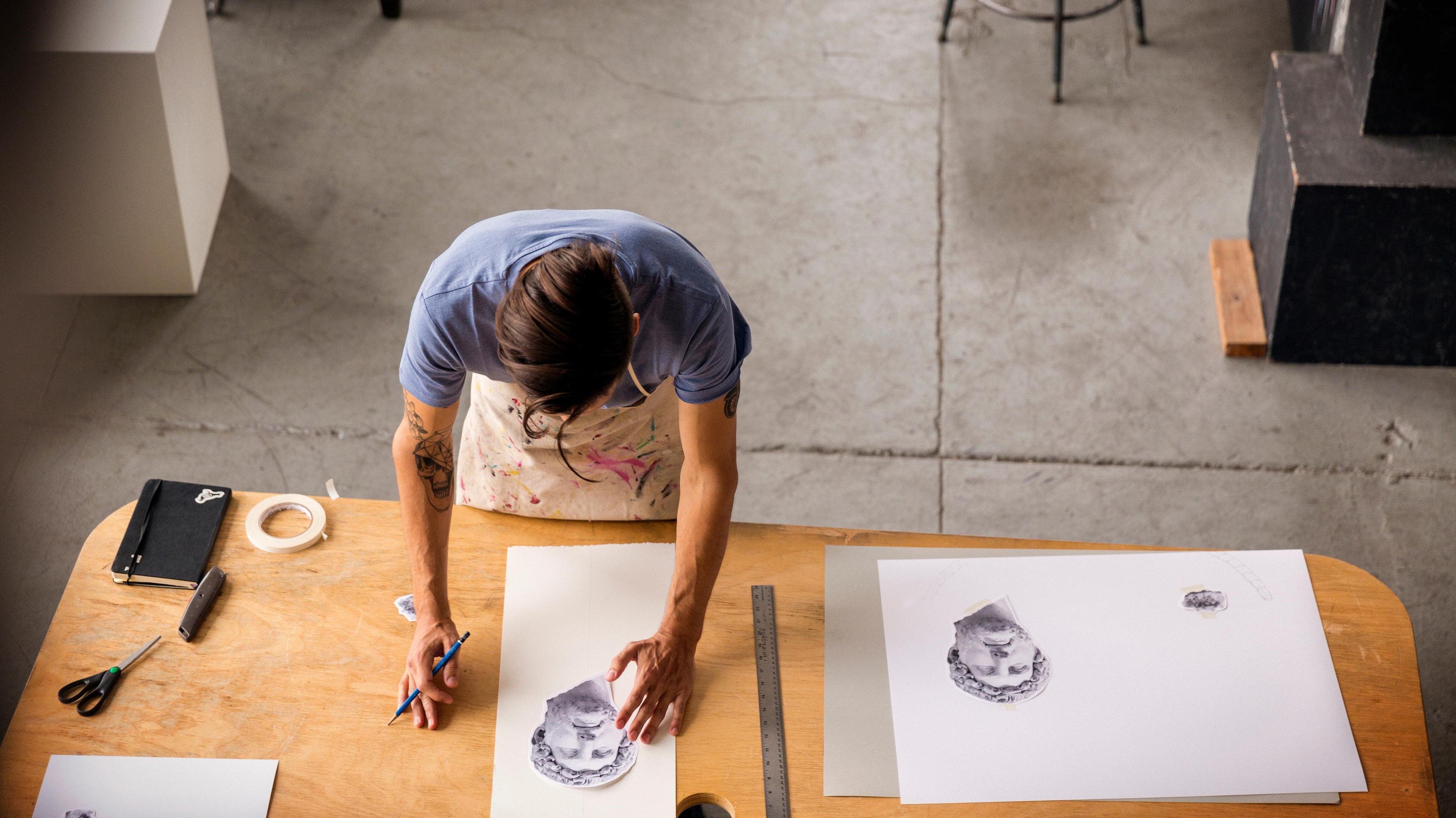 artist using artists tape