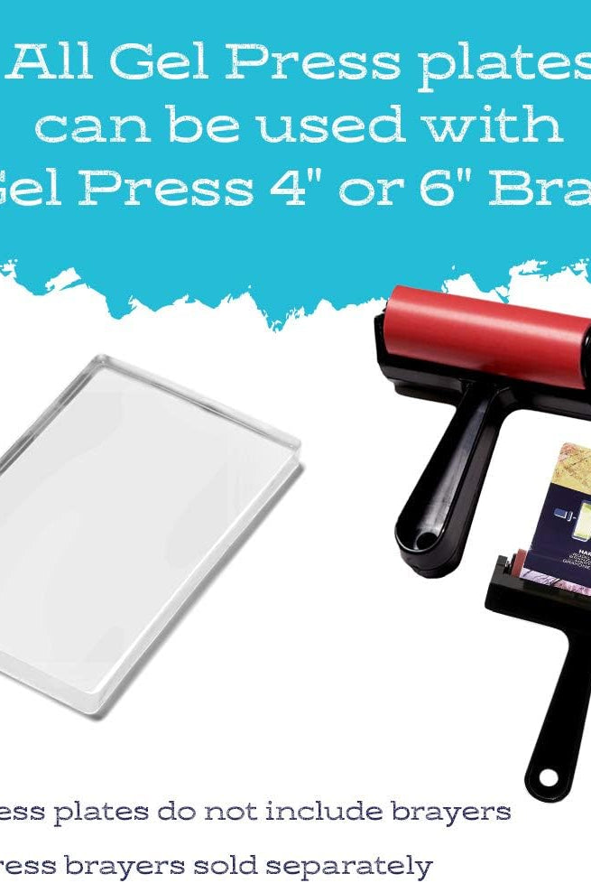 Image of gel press plate with gel press brayers