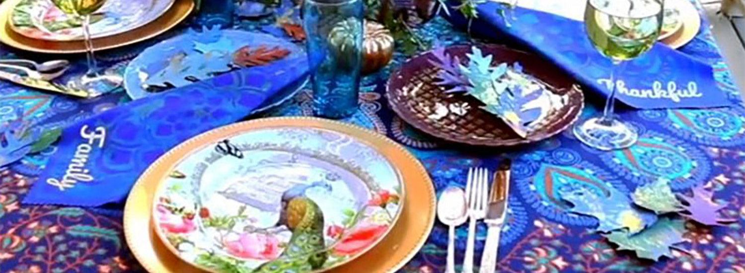 Peacock Inspired Boho Holiday Tablescape by Mark Montano - Gel Press