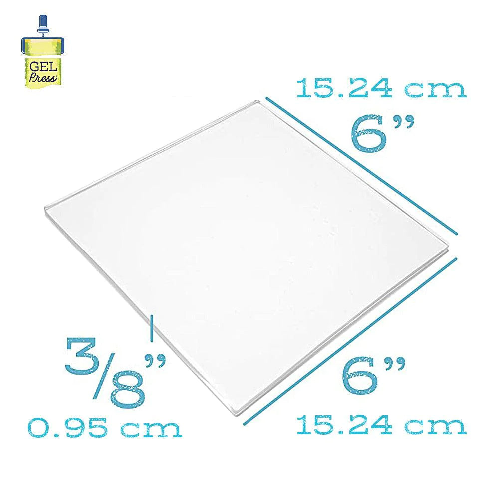 6 x 6 Gel Printing Plate showing dimensions - Gel Press